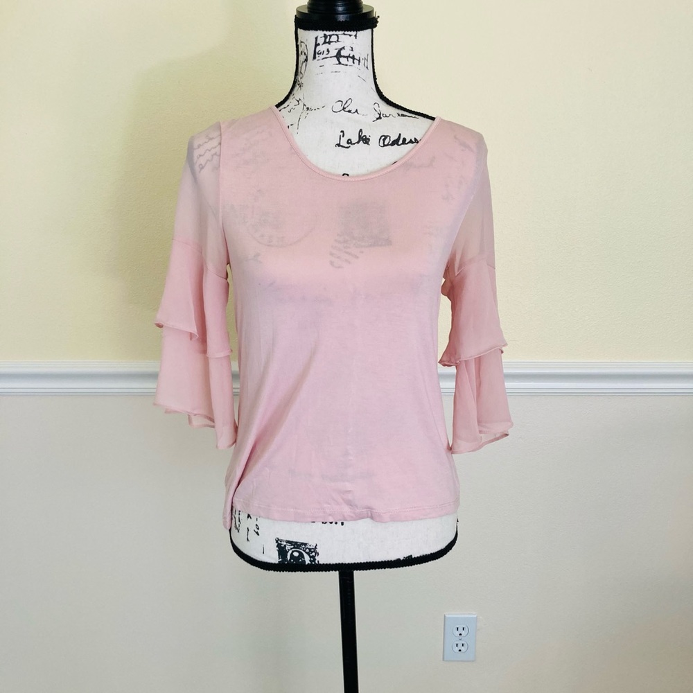 NWOT  BCBGENERATION PINK BLOUSE FLUTTER TOP